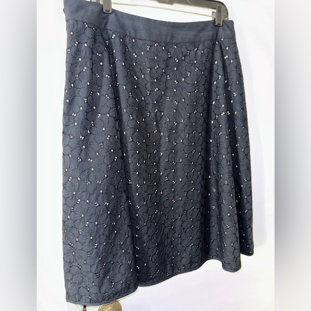 Size 14 Black Eyelet Lace Skirt with Pink Lining